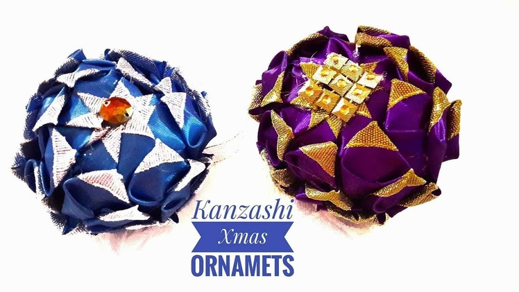 How To Make Christmas Ornament Out Of Ribbons - DIY Kanzashi Christmas Ornaments Balls Without Base