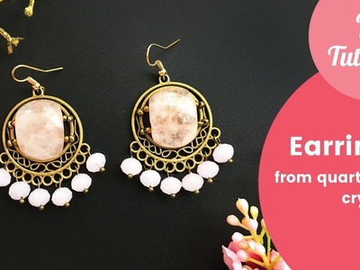 How to Make Earrings from Rose Quartz and Crystals. DIY Jewelry Tutorial
