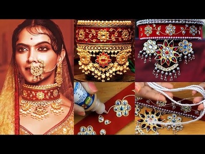 How to make Padmavati Jewelry at Home I DIY Chocker I SmithaDBeauty