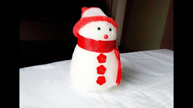 How To Make Snowman With Cotton-christmas | DIY | sneha's art