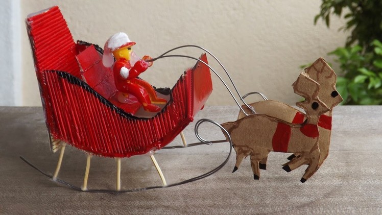 Miniature Santa Claus Sleigh with Reindeers Toy | Christmas Gift Ideas DIY