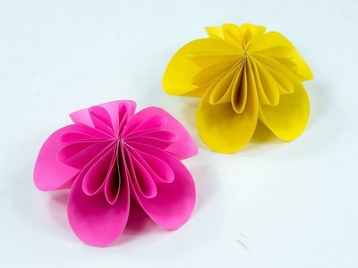 Paper Flower - How To Make Paper Flower - Easy Flower for beginners - DIY - Try At Home (Tutorial)