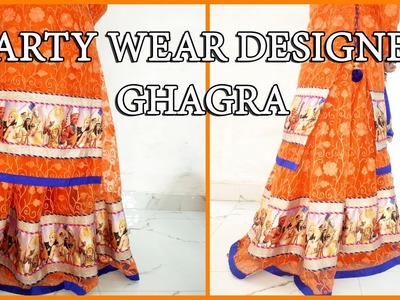 Party Wear Designer Lehenga.Ghagra With Net Fabric Cutting And Stitching | DIY -Tailoring With Usha