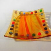 tea light holders in fused glass 9 designs red,blue,green,amber & multi Handmade