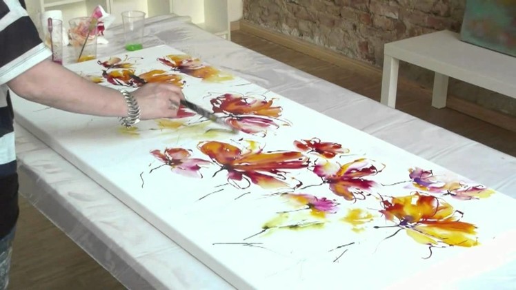 The making of  Abstract Summer  Acrylic Speed Painting demo by Zacher-Finet