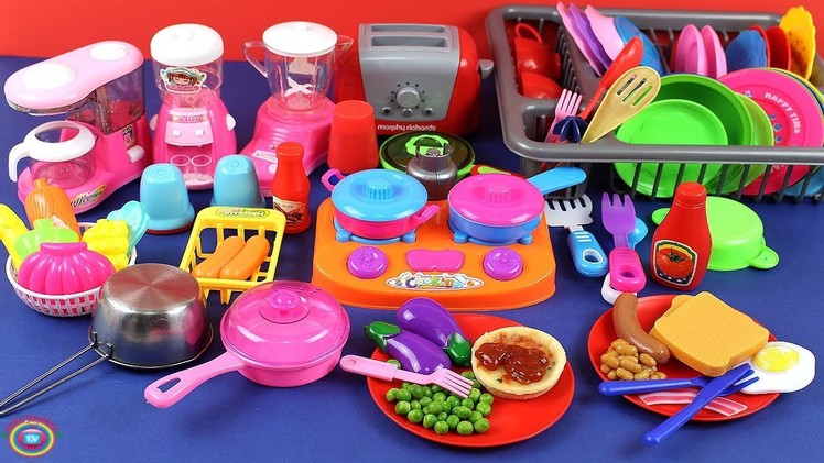 Toy Kitchen Velcro Fruits Vegetables Pretend Cooking Breakfast Egg Bread Beans Pizza Juice Toys ASMR
