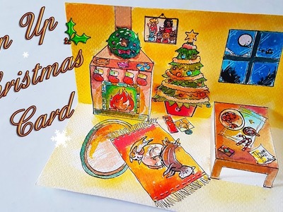 ???????? { Waiting for Santa } ???? POP UP Christmas Card with watercolors | DIY Xmas Ideas