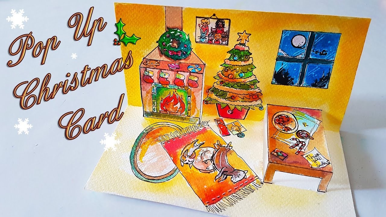 ???????? { Waiting for Santa } ???? POP UP Christmas Card with watercolors | DIY Xmas Ideas
