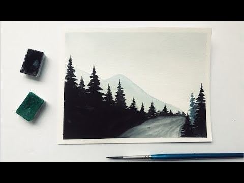 Watercolor Forest Road Painting Demonstration