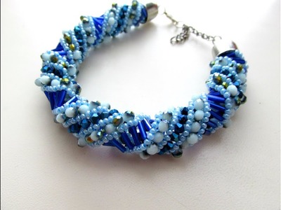 Beautiful bundle of beads. Tutorial beading.Spiral Stitch on a Right Angle weave Bracelet