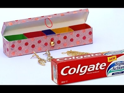 Best Out of Waste Jewelry Box using Toothpaste Cover | Recycled Craft | DIY Jewelry Box