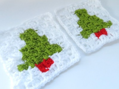 C2C Christmas Tree Granny Square - How to Crochet