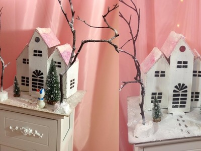 Christmas  crafts.MIniature winter house DIY