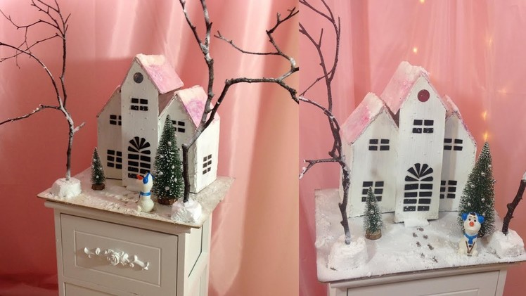 Christmas  crafts.MIniature winter house DIY