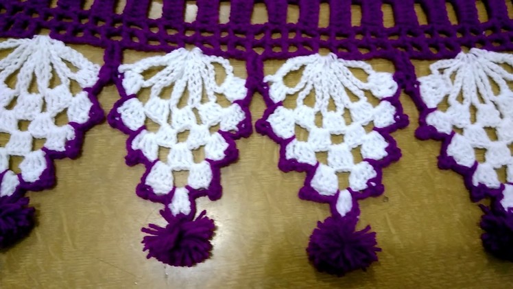 Crochet art#door hanging#toran design work from wool#क्रोशाचे विणकाम तोरण प्रकार  2