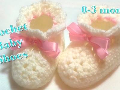 Crochet baby booties or baby shoes for 0-3 months baby fast and easy to do #104