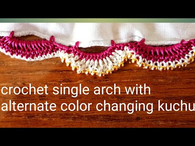 Crochet double arch saree kuchu. Saree tassel with alternate color changing pattern by Nidhi fashion