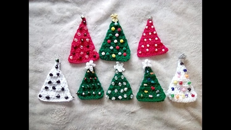 Crochet Mini Christmas Tree Ornament & 2 Star Sizes