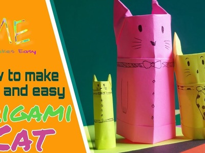 Cute and easy oregami cat - tutorial for beginners (origami animal-DIY-paper cat)by makes easy