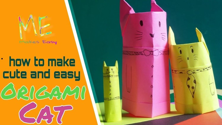 Cute and easy oregami cat - tutorial for beginners (origami animal-DIY-paper cat)by makes easy