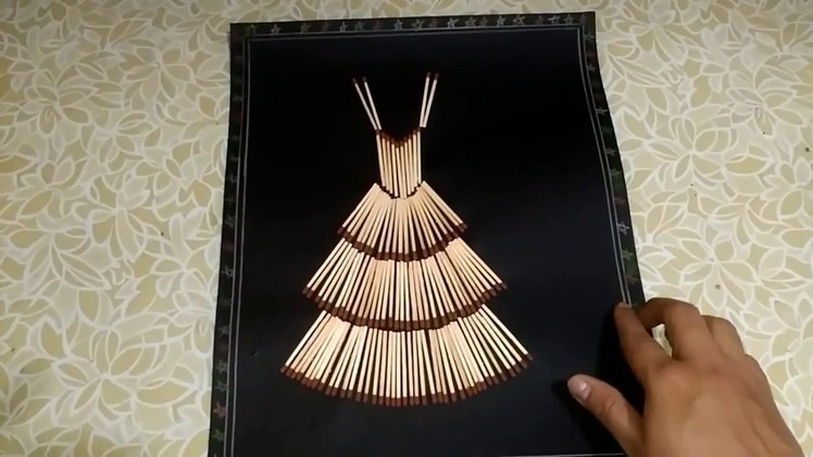 DIY.EASY AND BEAUTIFUL WALL DECORATION MATCH STICK CRAFT.SCHOOL PROJECT IDEA.