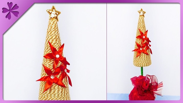 DIY How to make Christmas tree out of cord and kanzashi flowers (ENG Subtitles) - Speed up #426
