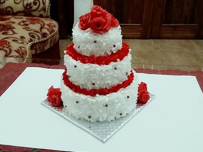 Diy how to make wedding cake from toilet tissue n crepe paper