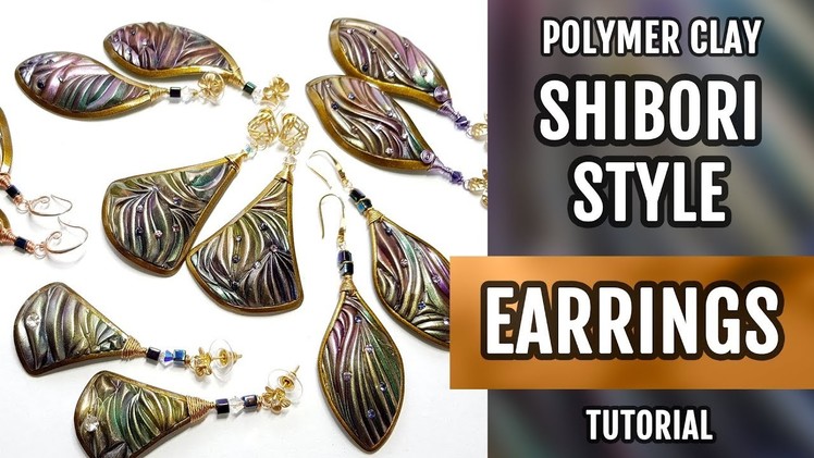 DIY Shibori Style Earrings from polymer clay in one oven baking!