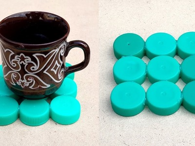 DIY Tea Coaster with Plastic Bottle Caps - Recycled Bottle Crafts