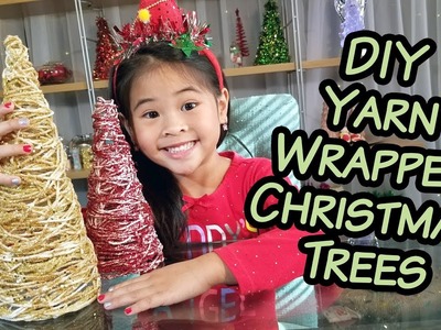 DIY Yarn Wrapped Christmas Trees | Sparkly Christmas Tree Craft | Cheap Holiday Decor Tutorials