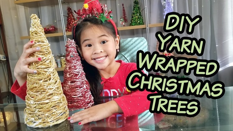 DIY Yarn Wrapped Christmas Trees | Sparkly Christmas Tree Craft | Cheap Holiday Decor Tutorials