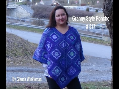 Granny Style Poncho Pattern #517