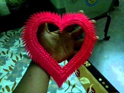Green and Pink 3D Origami Heart