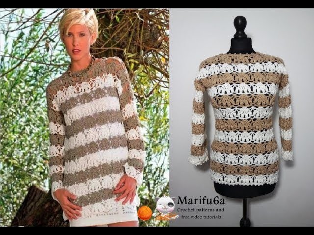 How to crochet lace pullover sweater jumper  free easy pattern tutorial for begginer