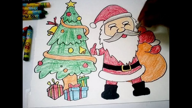 How to Draw Christmas Tree Santa Claus very Easy