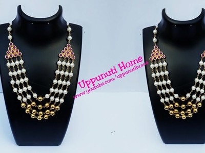 How To Make Designer Pearl Necklace at home | DIY | Bridal Necklace |Jewelry | Uppunuti Home