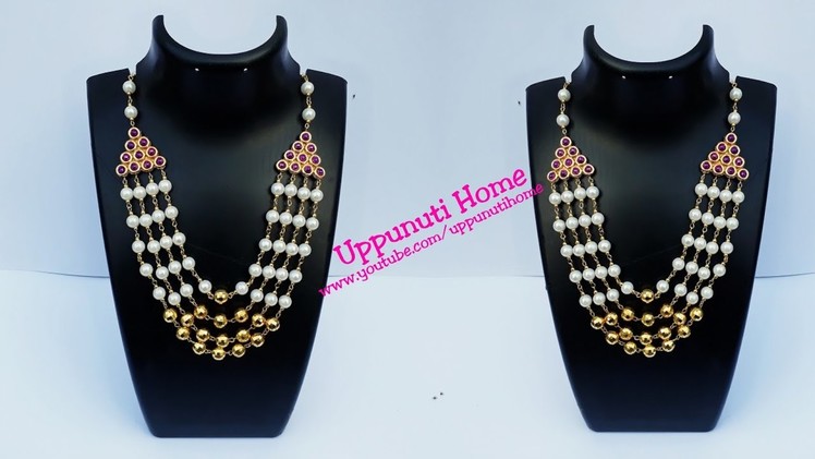 How To Make Designer Pearl Necklace at home | DIY | Bridal Necklace |Jewelry | Uppunuti Home