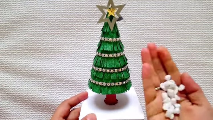 How to make easy paper Christmas tree in 10 min. DIY tabletop Christmas tree.