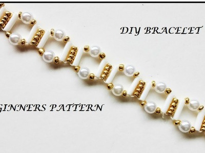 How to make elegant beaded bracelet. Beginners pattern