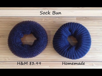How to make hair bun. sock bun at home - (English)