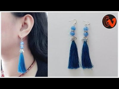 How to Make Trendy silk thread earrings. Silk thread Tassel earrings. Tutorial