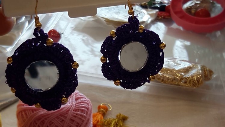 How to use donut ring to make crocheted silk thread earrings