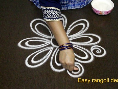 Latest simple rangoli designs with out color & with out dots-easy rangoli art designs-muggulu design