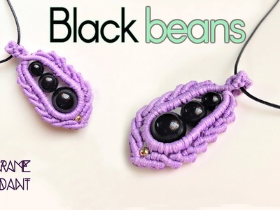 Macrame pendant tutorial: The black beans covered - Cutie macrame idea craft