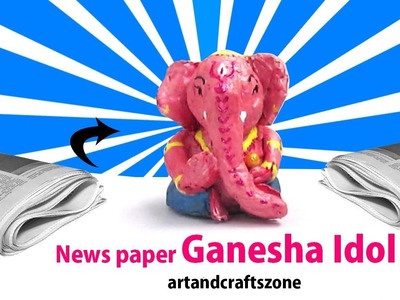 Newspaper Ganesha Idol Making without Glue  | Ganesh Murti making At home
