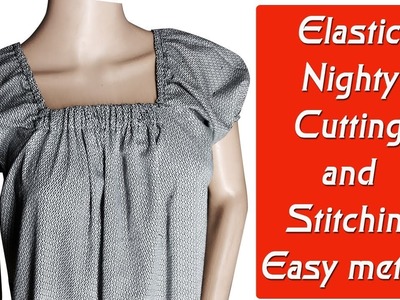 Nighty (elastic nighty)  cutting and stitching easy method for beginners DIY malayalam tutorial