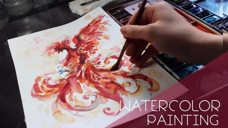 Painting a Phoenix. WATERCOLOR PAINTING. Coco Bee