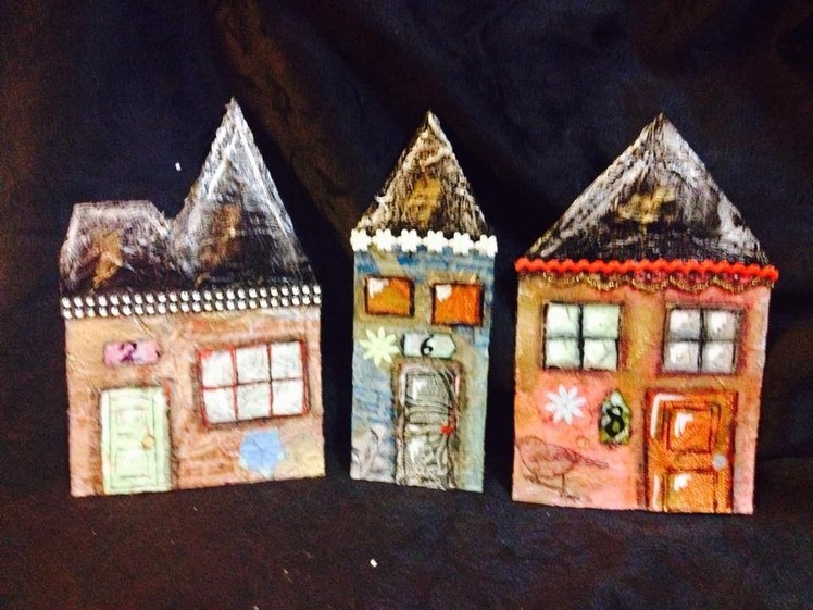 Part 1 making houses out of cardboard mixed media