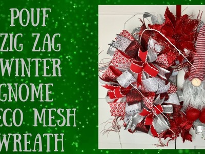 Pouf Zig Zag Winter Gnome Deco Mesh Wreath (2018)