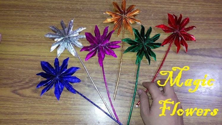 Shiny Paper Magic Flower making DIY #Art Expose With Raj